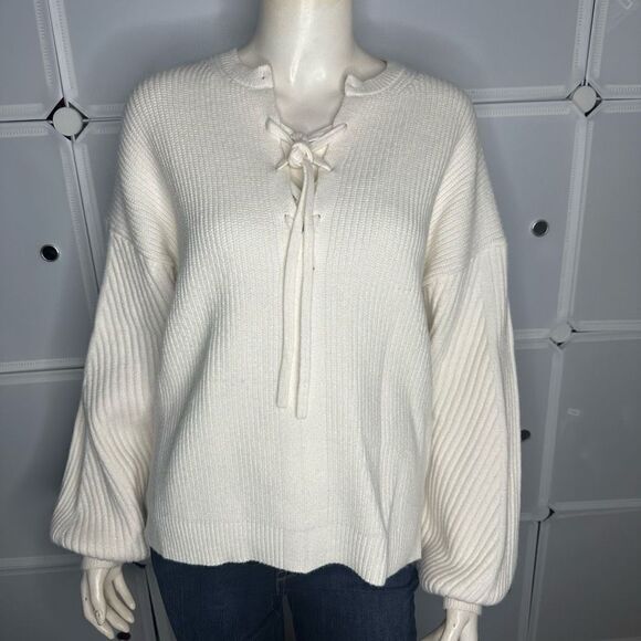 Ann Taylor Lace Up Sweater Size Medium - Picture 2 of 11